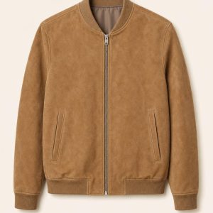 Tan Suede Bomber Jacket