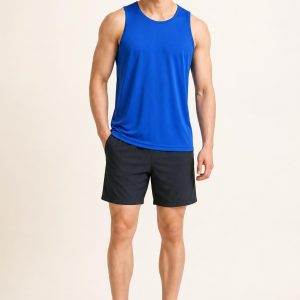 Men's Cobalt Performance Tank worn with an adult model