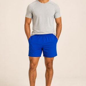 Men's Cobalt Studio Shorts worn with an adult model