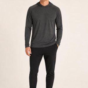 Men's Charcoal Training Hoodie worn with an adult model