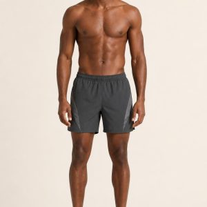 Men's Charcoal Tonal Panel Running Shorts worn with an adult model