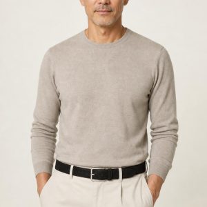 Men's Black Suede-Look Belt worn with an adult model