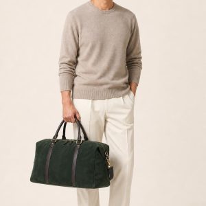 Men's Forest Weekender Bag shown with an adult model
