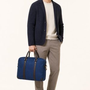 Men's Cobalt Briefcase shown with an adult model