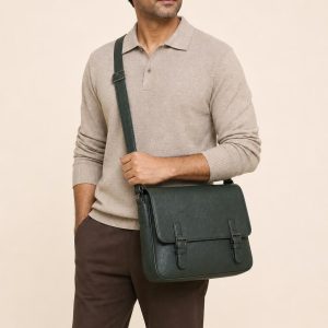 Men's Forest Tonal Texture Messenger Bag shown with an adult model