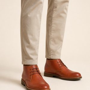 Men's Rust Chukka Boot worn with an adult model