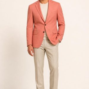 Men's Coral Two-Button Blazer worn with an adult model