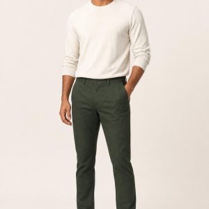 Men's Forest Tonal Texture Athletic Chinos worn with an adult model