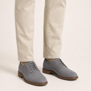 Men's Slate Plain-Toe Oxford worn with an adult model
