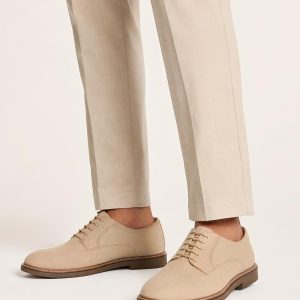 Men's Sand Two-tone Panel Plain-Toe Oxford worn with an adult model