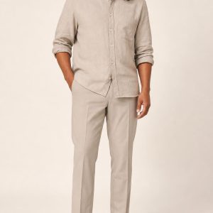 Men's Chocolate Two-tone Panel Wholecut-Look Shoe worn with an adult model