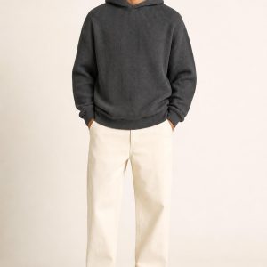 Men's Charcoal Heavyweight Hoodie worn with an adult model