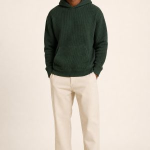 Men's Forest Tonal Texture Heavyweight Hoodie worn with an adult model