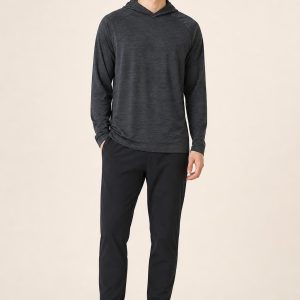 Men's Charcoal Tonal Texture Performance Hoodie worn with an adult model