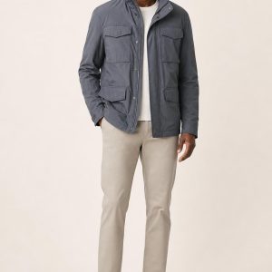 Men's Slate Tonal Texture Field Jacket worn with an adult model