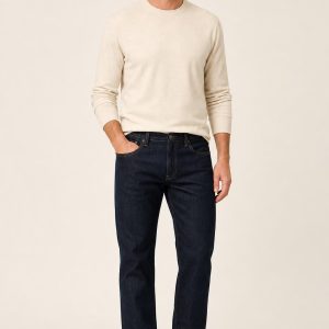 Indigo Straight Fit Jeans worn with an adult model