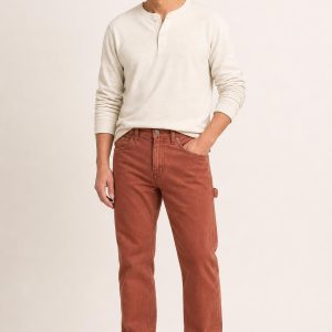 Men's Terracotta Carpenter Jeans worn with an adult model