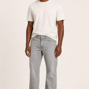 Men's Silver Selvedge-Look Jeans worn with an adult model