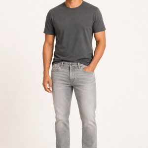 Men's Silver Faded Wash Slim Jeans worn with an adult model