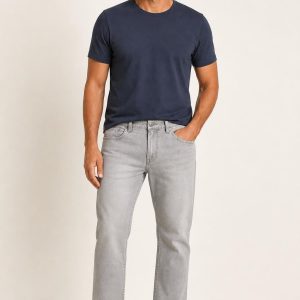 Men's Silver Clean Wash Athletic Jeans worn with an adult model