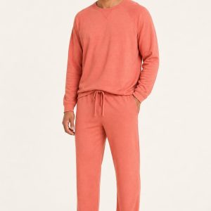 Men's Coral Lounge Set worn with an adult model