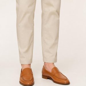 Men's Camel Apron Loafer worn with an adult model