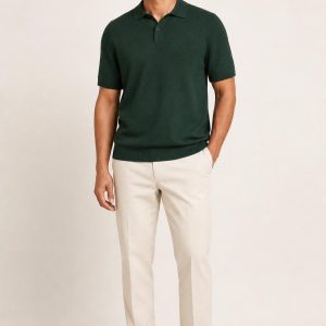 Men's Forest Knit Polo worn with an adult model