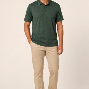Men's Forest Tonal Texture Performance Polo worn with an adult model