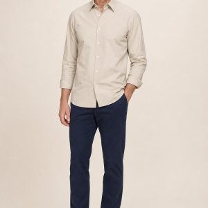 Men's Stone Poplin Shirt worn with an adult model