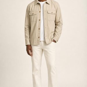 Men's Stone Utility Overshirt worn with an adult model