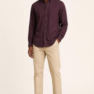 Men's Plum Twill Shirt worn with an adult model