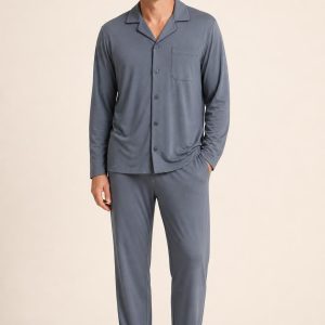 Men's Slate Pajama Set worn with an adult model