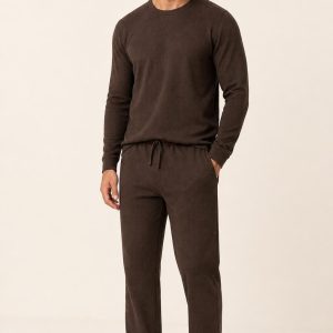 Men's Chocolate Knit Sleep Set worn with an adult model