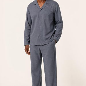 Men's Slate Tonal Texture Pajama Set worn with an adult model