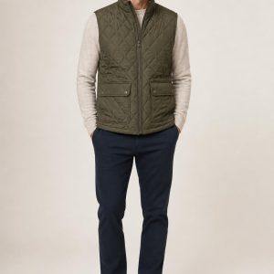 Olive Quilted Field Vest worn with an adult model