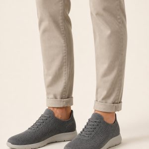 Men's Slate Knit Sneaker worn with an adult model