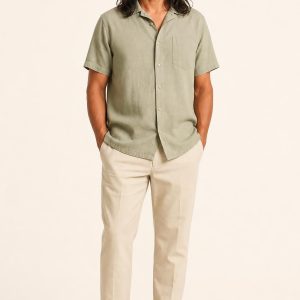 Men's Sand Two-tone Panel Low-Top Sneaker worn with an adult model