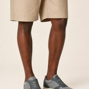 Men's Slate Two-tone Panel Retro Sneaker worn with an adult model