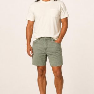 Men's Sage Tonal Texture Chino Shorts worn with an adult model