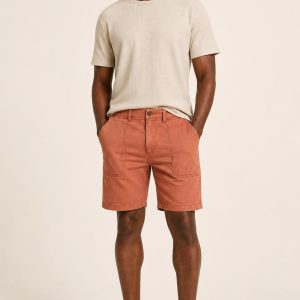 Men's Terracotta Tonal Texture Utility Shorts worn with an adult model