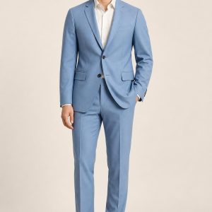 Men's Sky Peak-Lapel Suit Jacket worn with an adult model
