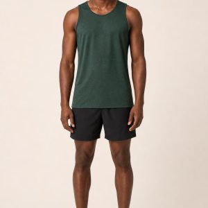 Men's Forest Tonal Texture Running Tank worn with an adult model
