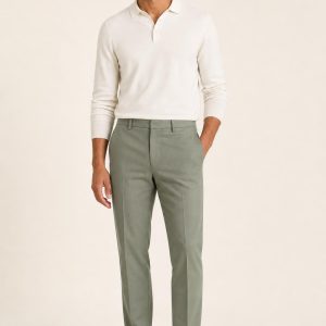 Men's Sage Tailored Trousers worn with an adult model