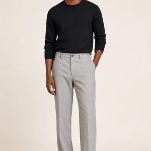 Men's Silver Flannel Trousers worn with an adult model