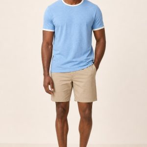 Men's Sky Contrast-Trim Tee worn with an adult model