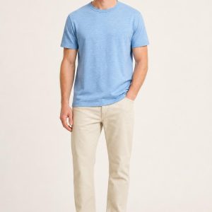 Men's Sky Tonal Texture Heavyweight Tee worn with an adult model