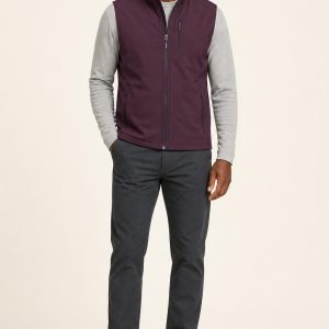 Men's Plum Softshell Vest worn with an adult model