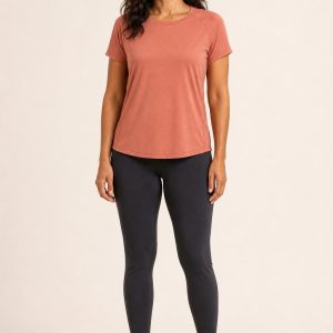 Women's Terracotta Training Tee worn with an adult model