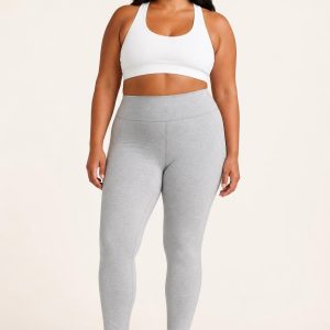 Women's Silver Subtle Heather Training Leggings worn with an adult model