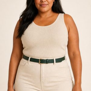 Women's Forest Slim Belt worn with an adult model